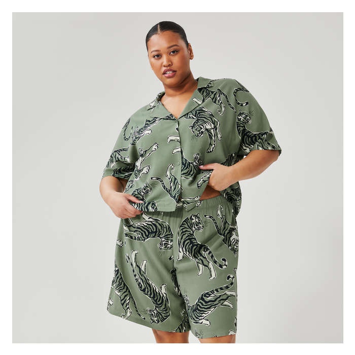 Women+ Collar Print Sleep Shirt